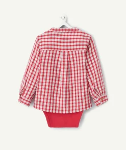 Chemise bébé garçon à carreaux rouge et blanche