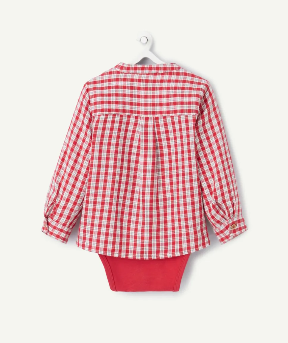 Chemise bébé garçon à carreaux rouge et blanche