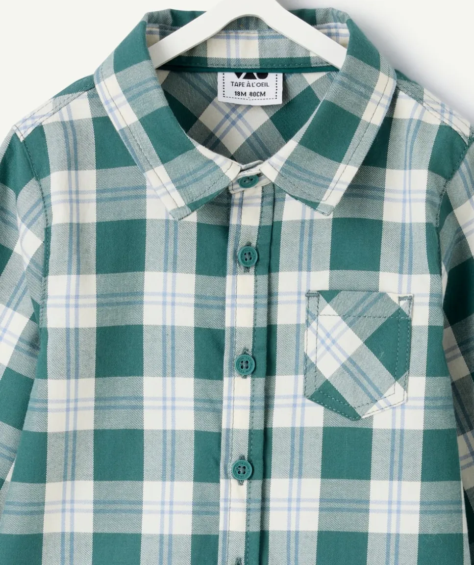 Chemise bébé garçon à carreaux verte