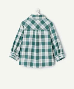 Chemise bébé garçon à carreaux verte