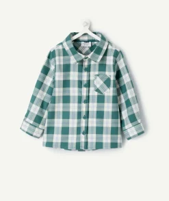 Chemise bébé garçon à carreaux verte