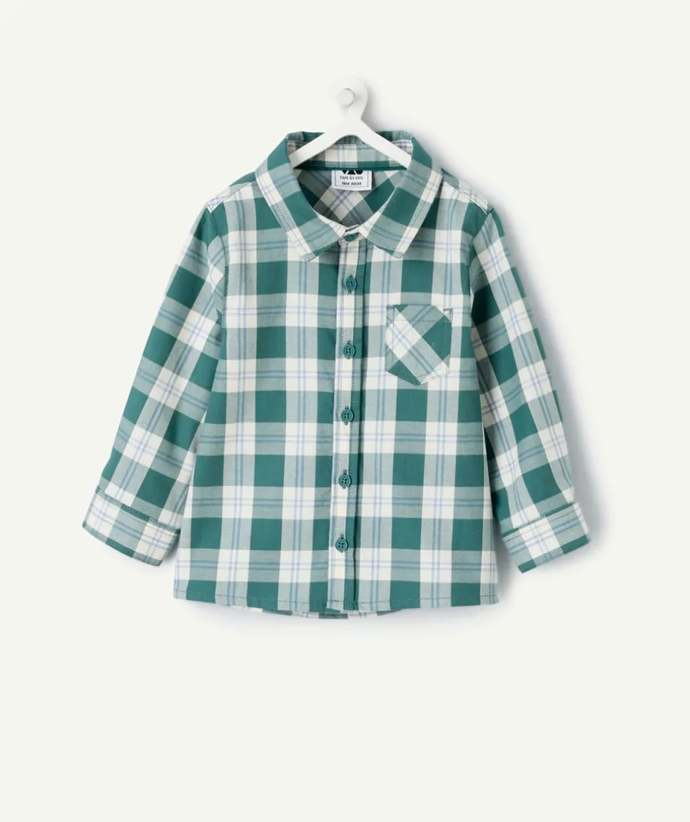 Chemise bébé garçon à carreaux verte