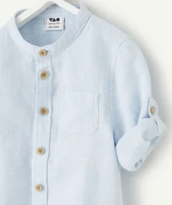 Chemise bébé garçon en lin col mao à rayures