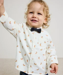 Chemise bébé garçon imprimée blanche en coton