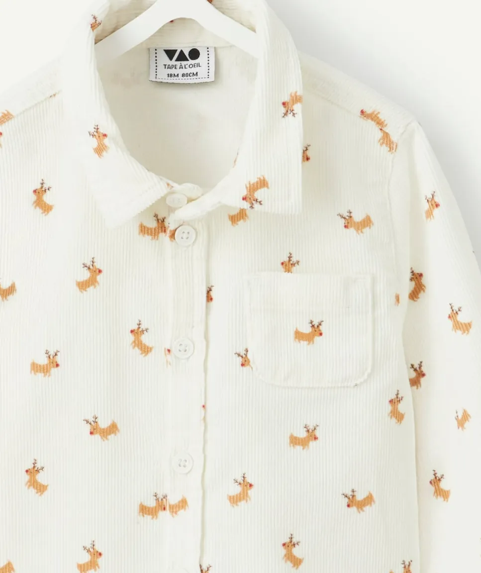 Chemise bébé garçon imprimée blanche en coton