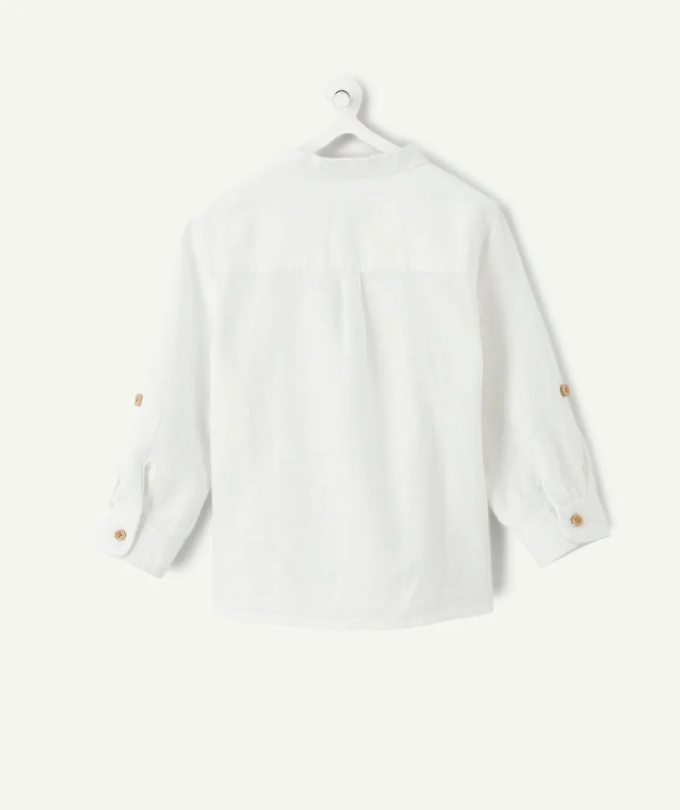 Chemise bébé garçon lin blanc col mao