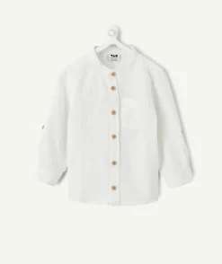 Chemise bébé garçon lin blanc col mao