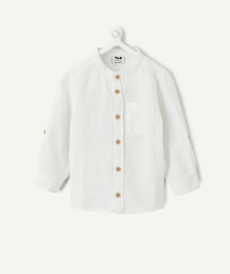 Chemise bébé garçon lin blanc col mao