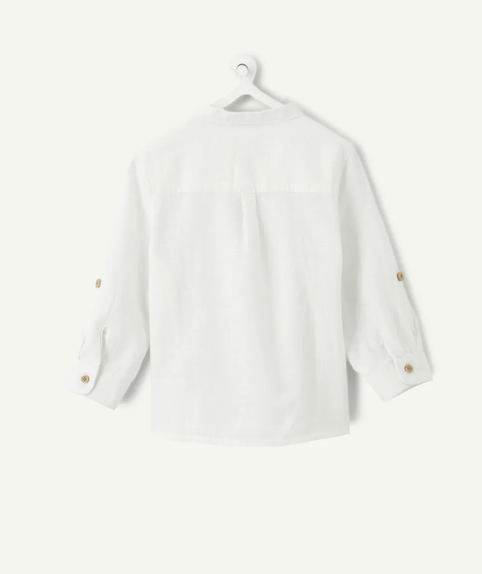 Chemise bébé garçon lin blanc col mao