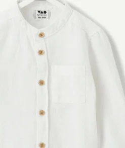 Chemise bébé garçon lin blanc col mao