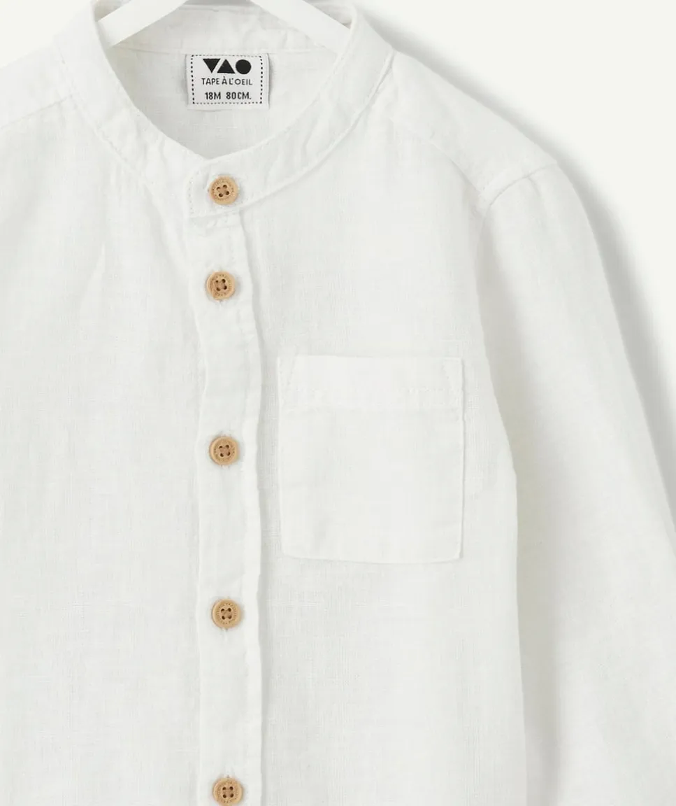 Chemise bébé garçon lin blanc col mao