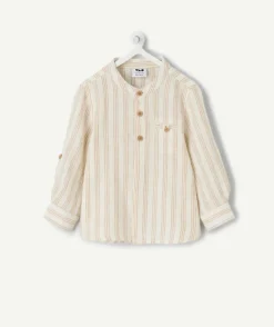 Chemise bébé garçon rayée beige