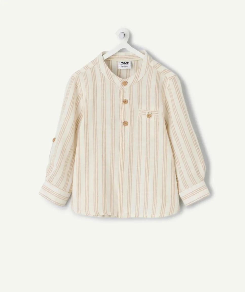 Chemise bébé garçon rayée beige