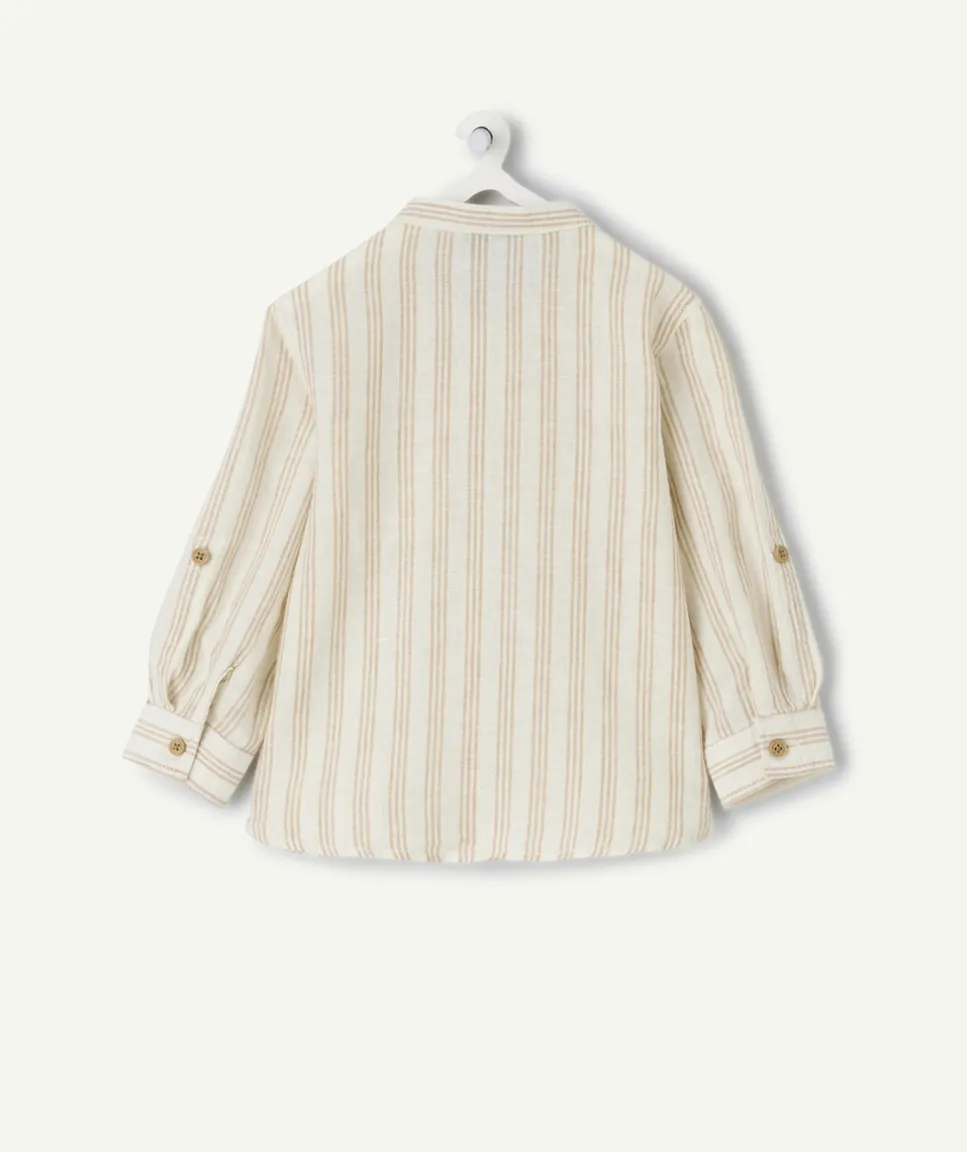 Chemise bébé garçon rayée beige