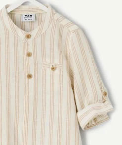 Chemise bébé garçon rayée beige