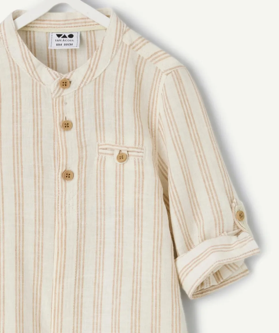 Chemise bébé garçon rayée beige
