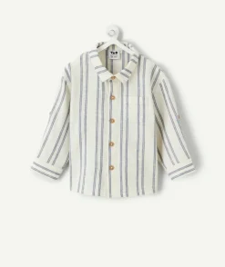 Chemise bébé garçon rayée blanc et bleu