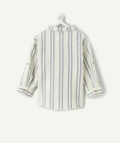 Chemise bébé garçon rayée blanc et bleu