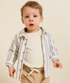 Chemise bébé garçon rayée blanc et bleu