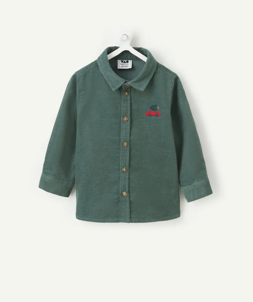 Chemise bébé garçon vert patch brodé