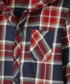 Chemise à capuche à carreaux garçon marine et bordeaux