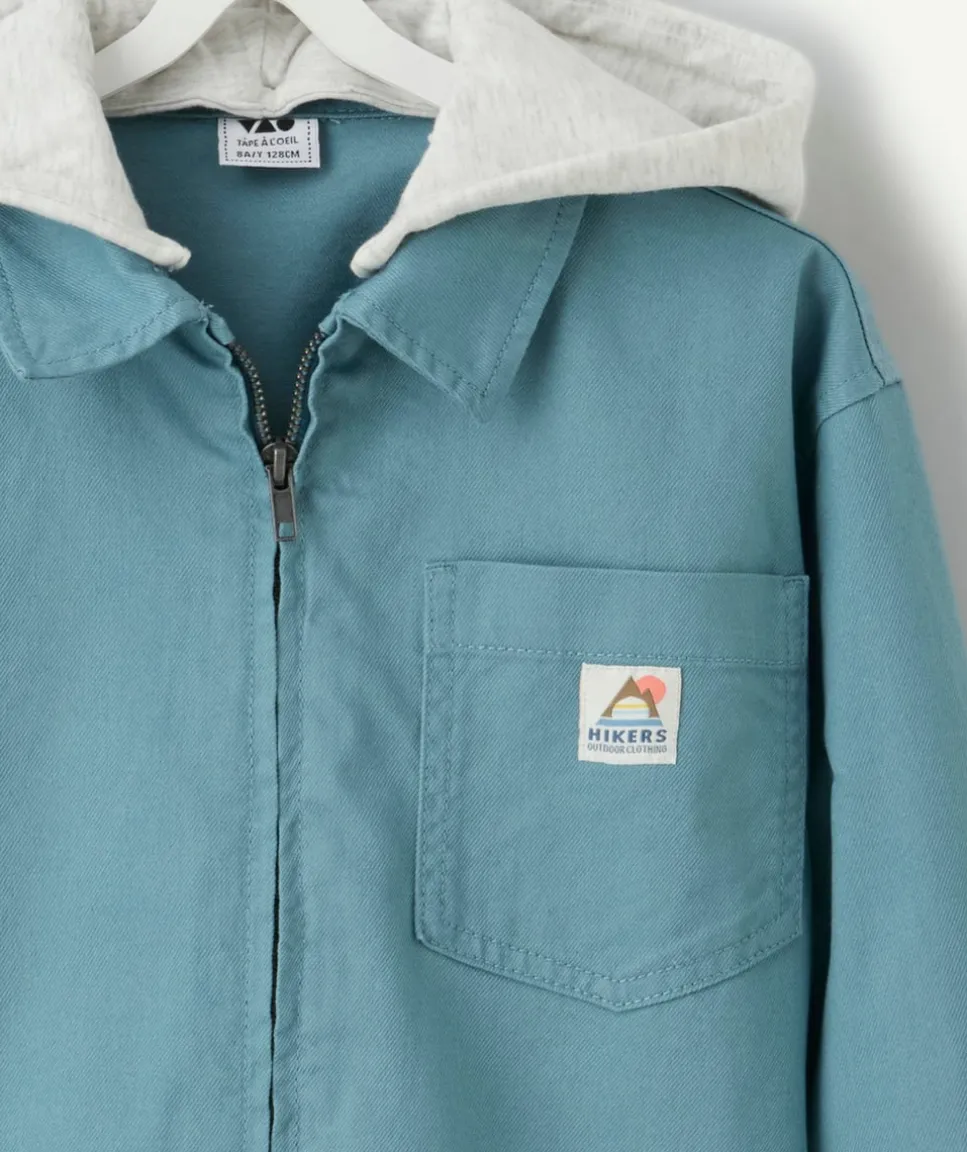 Chemise à capuche garçon bleue