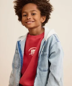Chemise à capuche garçon denim bleu