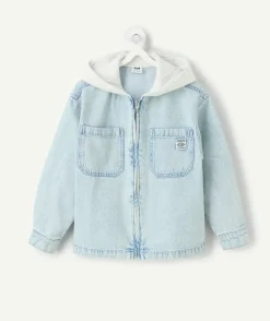 Chemise à capuche garçon denim bleu
