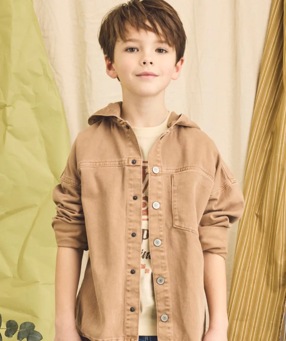 Chemise à capuche garçon marron