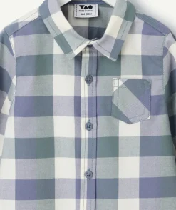 Chemise à carreaux bleus garçon