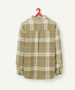 Chemise à carreaux garçon verte doublée en sherpa
