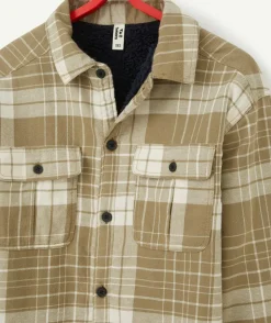 Chemise à carreaux garçon verte doublée en sherpa