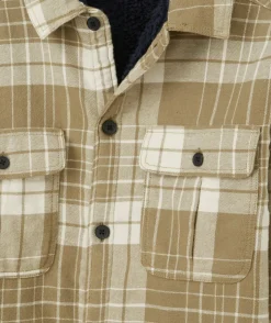 Chemise à carreaux garçon verte doublée en sherpa