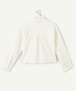 Chemise fille blanche col volant cœur