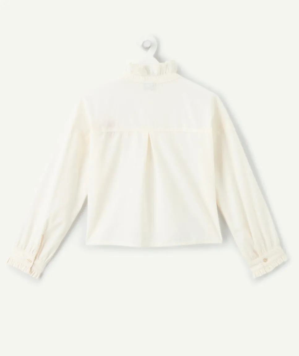 Chemise fille blanche col volant cœur