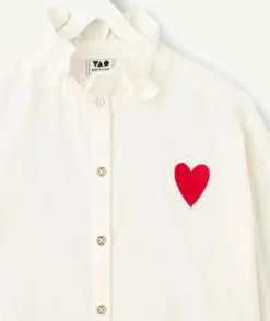 Chemise fille blanche col volant cœur