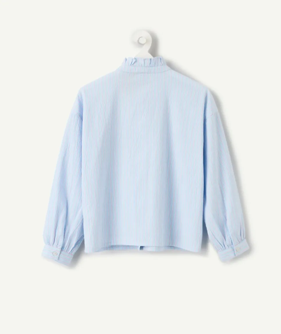 Chemise fille bleu à rayures