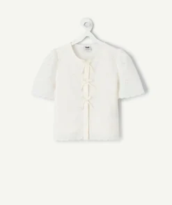Chemise fille écru broderie anglaise