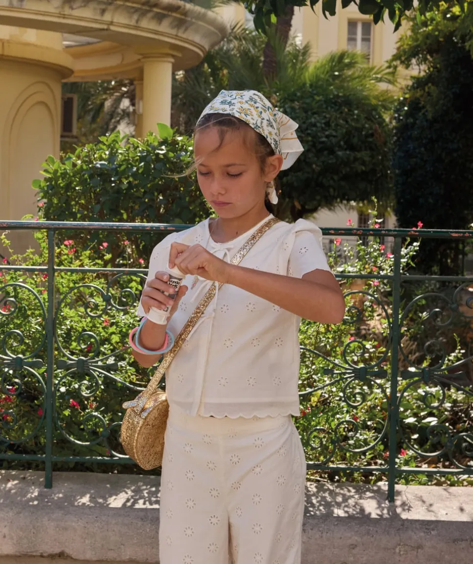 Chemise fille écru broderie anglaise