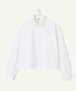 Chemise fille droite blanche