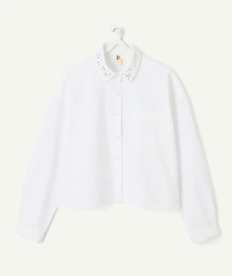 Chemise fille droite blanche
