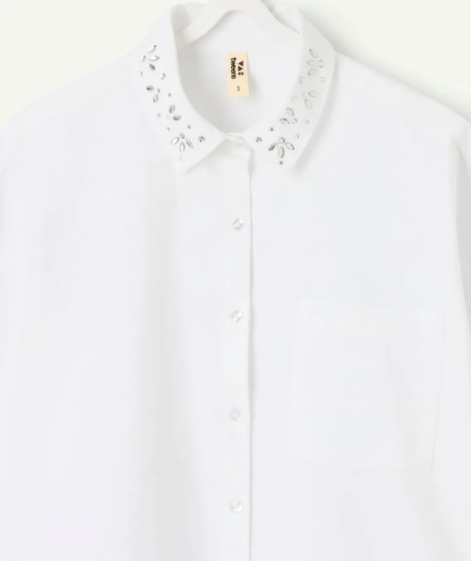 Chemise fille droite blanche