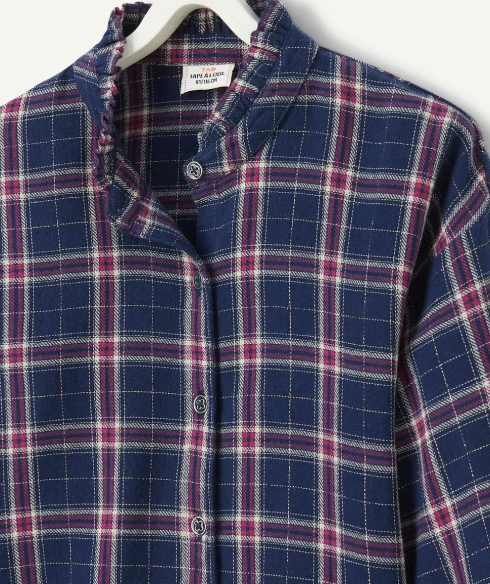 Chemise fille en coton bio à carreaux