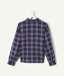 Chemise fille en coton bio à carreaux
