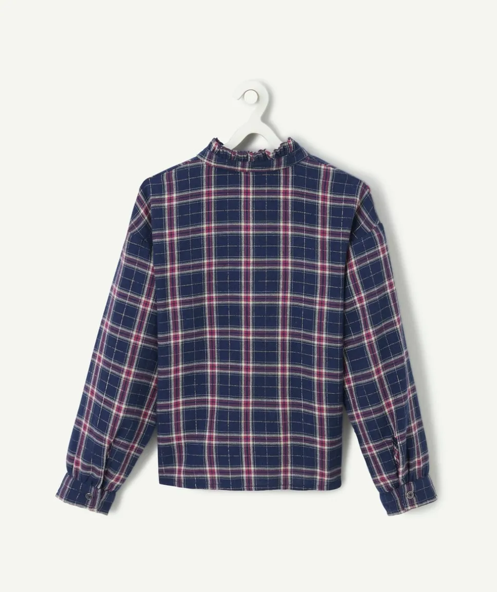 Chemise fille en coton bio à carreaux