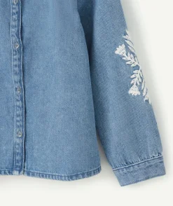 Chemise fille en denim avec broderies