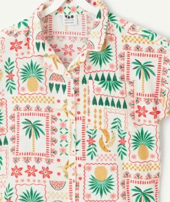 Chemise fille imprimé tropical coloré