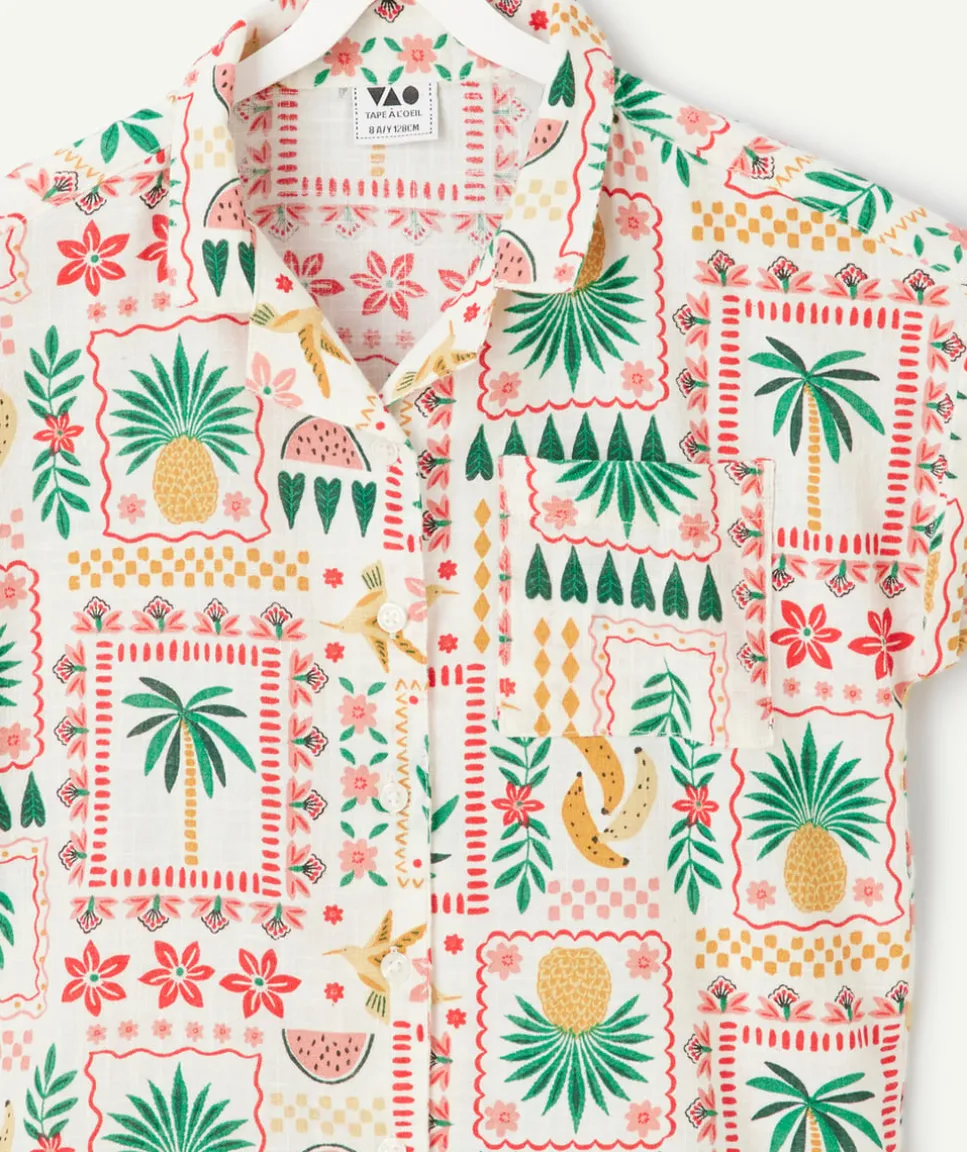 Chemise fille imprimé tropical coloré