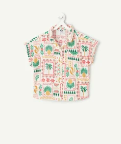 Chemise fille imprimé tropical coloré