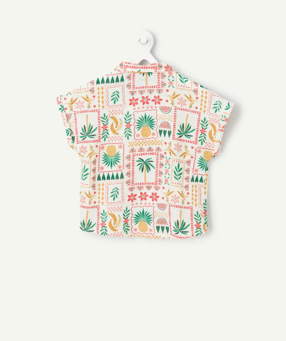 Chemise fille imprimé tropical coloré